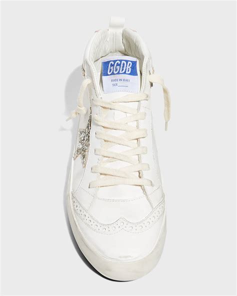 golden goose midstar pearly glitter wing tip sneakers